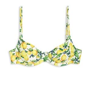 Onia Lemon and Leaf Print Bikini Top